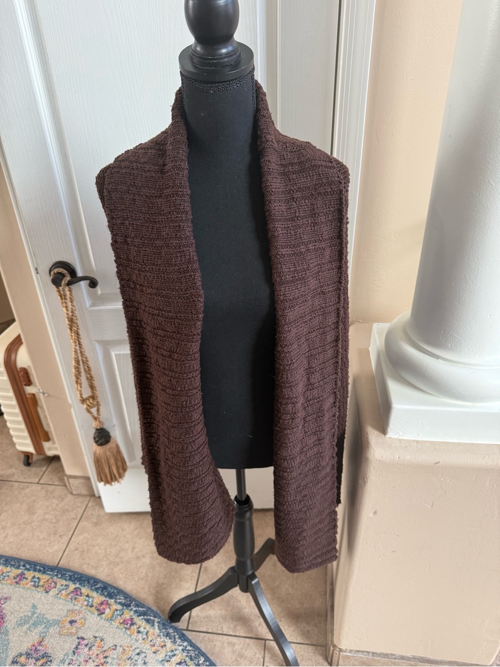 Tommy Bahama Chocolate Brown Open-Front Knit Cardigan 100% Cotton